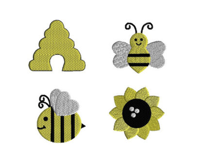Mini Busy Bee Machine Embroidery Design Set