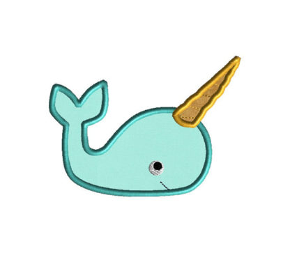 Narwhal Applique Machine Embroidery Design 1