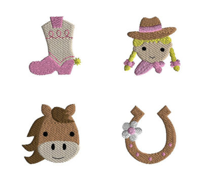 Mini Cowgirl Machine Embroidery Design Set