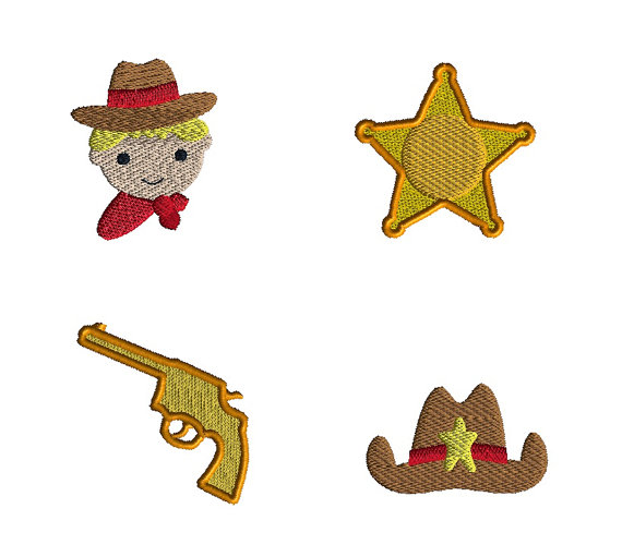 Mini Cowboy Machine Embroidery Design Set