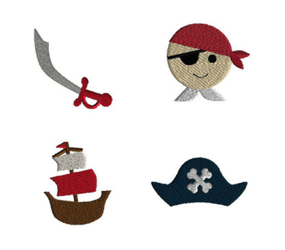 Mini Pirate Machine Embroidery Design Set