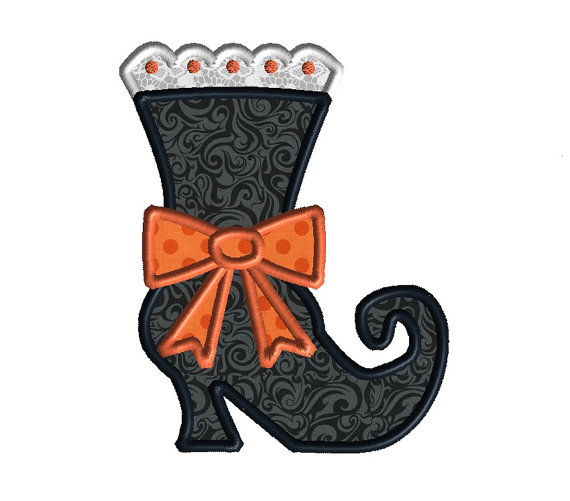 Witch Boot Proper Applique Machine Embroidery Design 3 Witch Boot Proper Applique Machine Embroidery Design 3