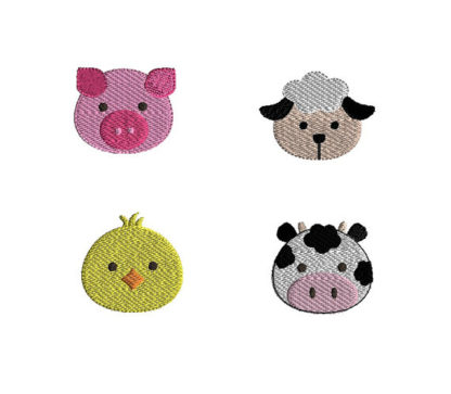 Mini Farm Animals Machine Embroidery Design Set