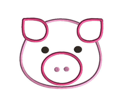 Pig Face Applique Machine Embroidery Design 2