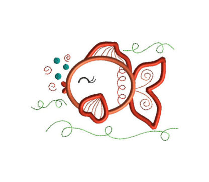 Cute Fish Applique Machine Embroidery Design 2