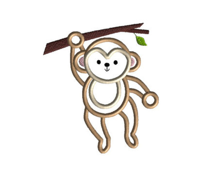 Monkey Hanging Applique Machine Embroidery Design 3