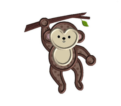 Monkey Hanging Applique Machine Embroidery Design 1