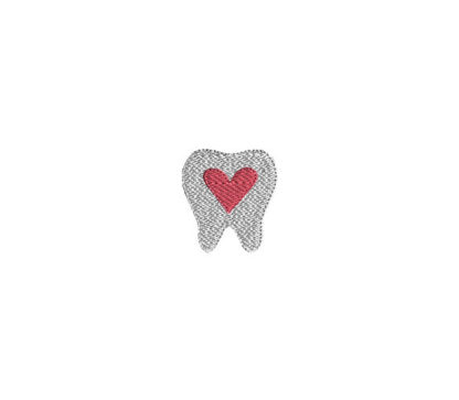 Mini Tooth with Heart Embroidery Designs
