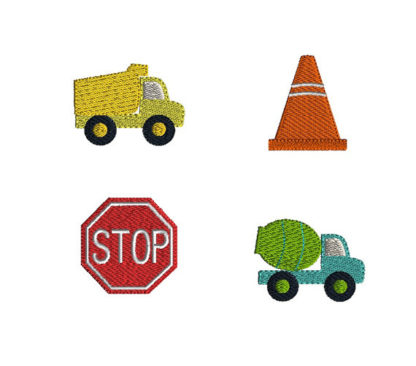 Mini Construction Machine Embroidery Design Set