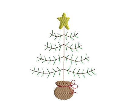 Primitive Christmas Tree Applique Machine Embroidery Design 1
