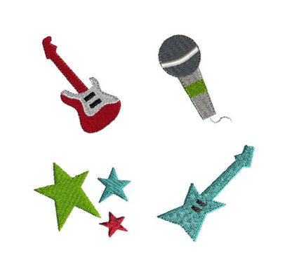 Mini Rock Star Machine Embroidery Design Set