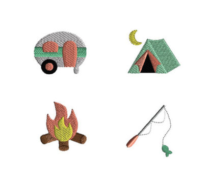 Mini Camping Machine Embroidery Design Set