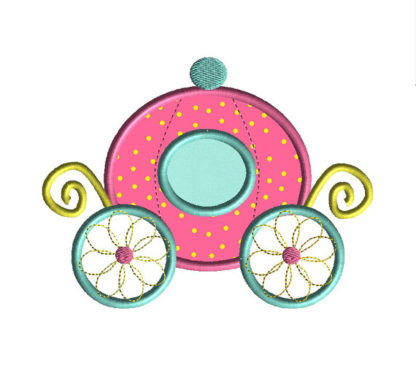Princess Carriage Applique Machine Embroidery Design 1