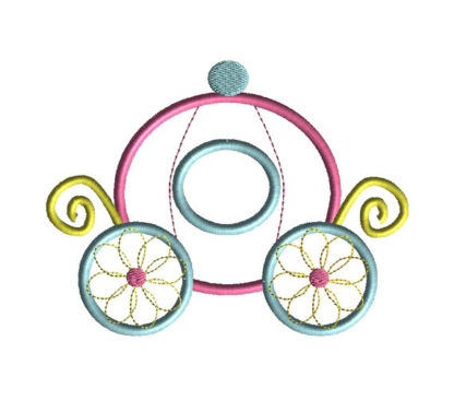 Princess Carriage Applique Machine Embroidery Design 2