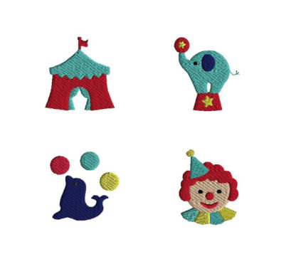 Mini Circus Machine Embroidery Design Set