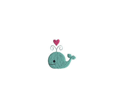 Mini Valentine Whale Embroidery Design