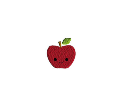 Mini Apple with Kawaii Face Machine Embroidery Design