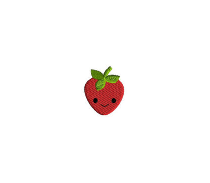 Mini Strawberry with Kawaii Face Machine Embroidery Design