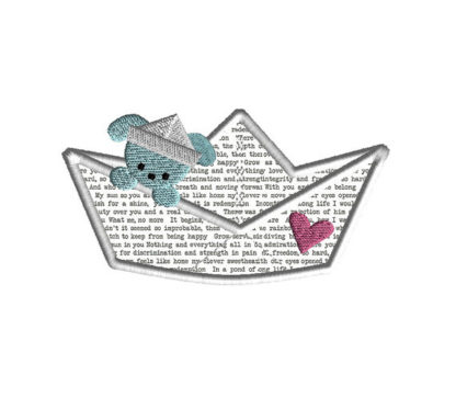 Paper Boat Puppy Applique Machine Embroidery Design 1