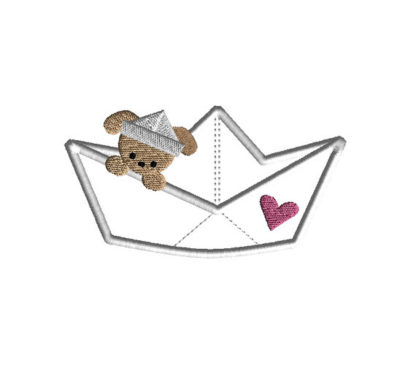 Paper Boat Puppy Applique Machine Embroidery Design 4