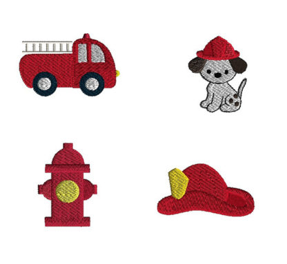 Mini Fireman Machine Embroidery Design Set