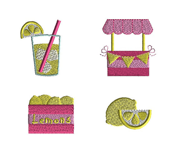 Mini Lemonade Machine Embroidery Design Set Mini Lemonade Machine Embroidery Design Set