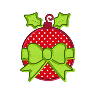 Bauble and Bow Ornament Applique Machine Embroidery Design 1