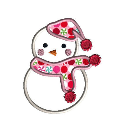 Snowman II Applique Machine Embroidery Design 1