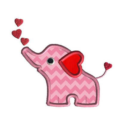 Valentine Elephant Applique Machine Embroidery Design 2