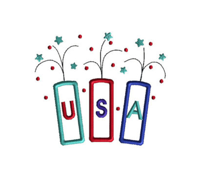 USA Fireworks Applique Machine Embroidery Design 2