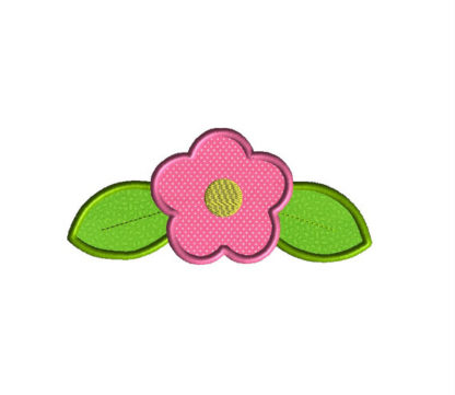 Flower with Leaves Applique Machine Embroidery Design 3