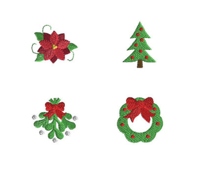 Mini Christmas Greens Machine Embroidery Design Set