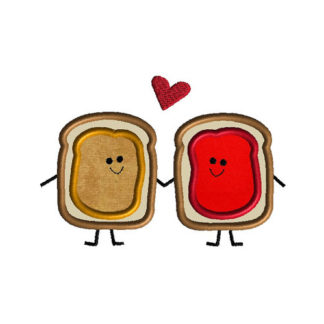 Peanut Butter and Jelly Love Applique Machine Embroidery Design 1