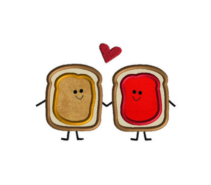 Peanut Butter and Jelly Love Applique Machine Embroidery Design 1