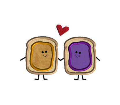 Peanut Butter and Jelly Love Applique Machine Embroidery Design 2