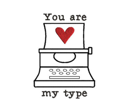 Valentine Typewriter Applique Machine Embroidery Design 1