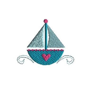 Mini Heart Sailboat Machine Embroidery Design