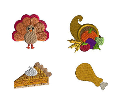 Mini Thanksgiving Feast Machine Embroidery Design Set