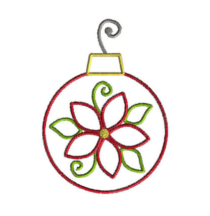 Poinsettia Ornament Applique Machine Embroidery Design