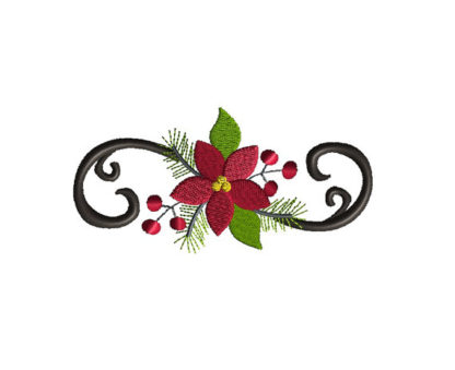 Poinsettia Flourish Machine Embroidery Design 1