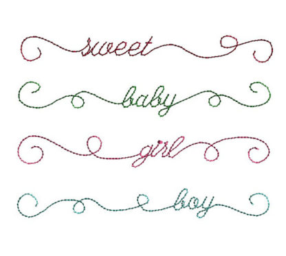 Doodle Baby Sentiments Machine Embroidery Designs Set