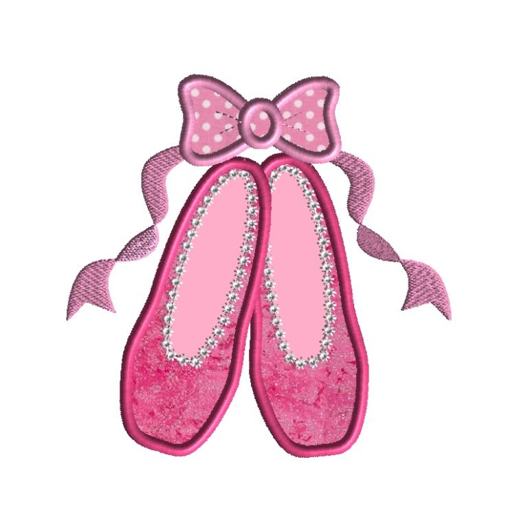 Ballet Slippers 2 Applique Machine Embroidery Design