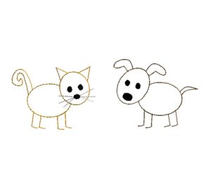 Dog and Cat Stick Figures Machine Embroidery Designs