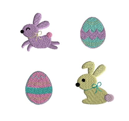 Mini Easter Bunny and Egg Machine Embroidery Design Set