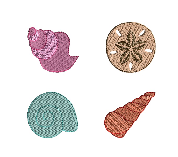 Small Shells Embroidery Design Bundle