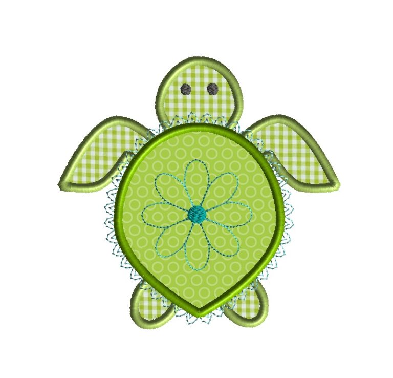 Sea Turtle Applique Machine Embroidery Design 3 sizes