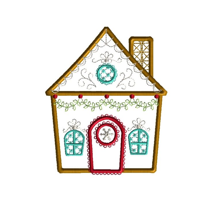 Gingerbread House 2 Applique Machine Embroidery Design