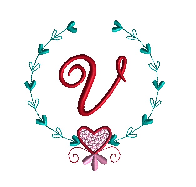 Heart Wreath Machine Embroidery Design 