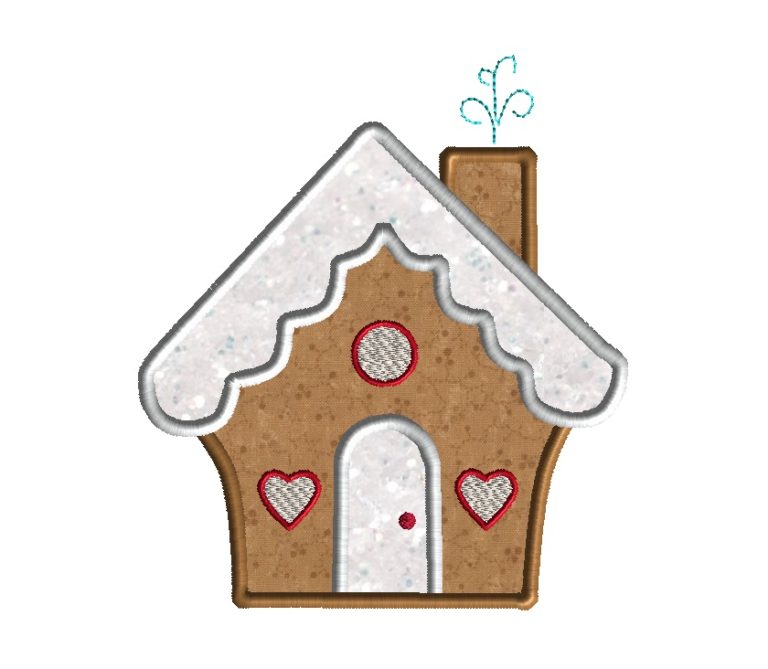 Gingerbread House Applique Machine Embroidery Design 2 sizes