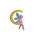 Mini Fairy on Moon Machine Embroidery Design - 3 sizes